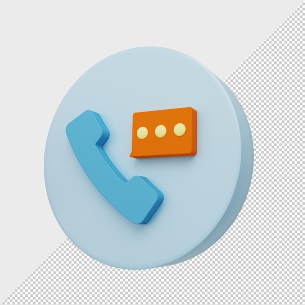 Telefoongesprek icoon met tekstballon 3d render Premium Psd