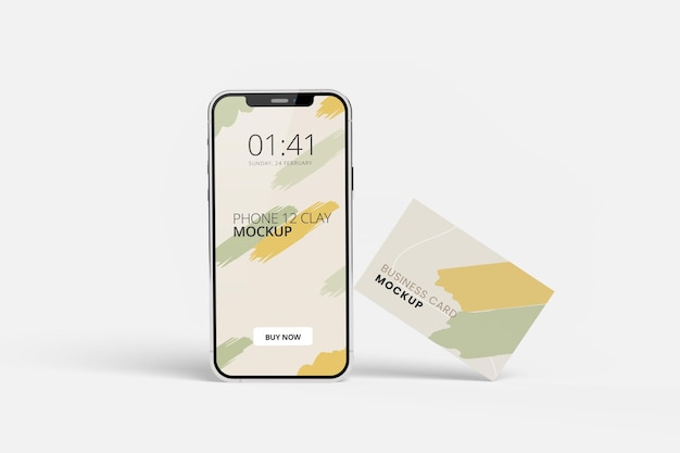 Telefoonscherm en visitekaartje mockup-ontwerp geïsoleerd