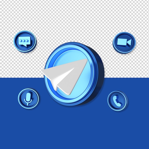 PSD telegram 3d ikona ilustracja