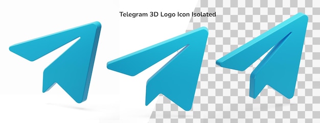 Telegram 3d ikona logo na białym tle w renderowaniu 3d