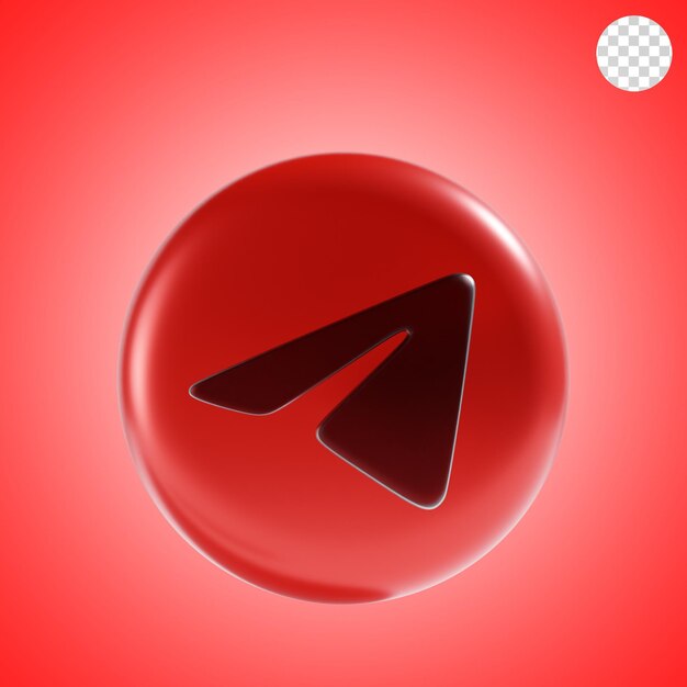 Telegram 3d illustration with red background