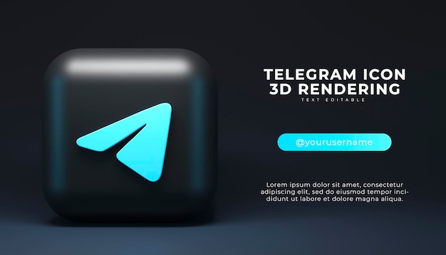 Telegram 3d render applicatie logo achtergrond youtube social media platform