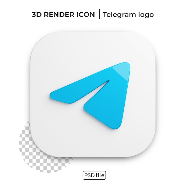 PSD telegram 3d render-logo