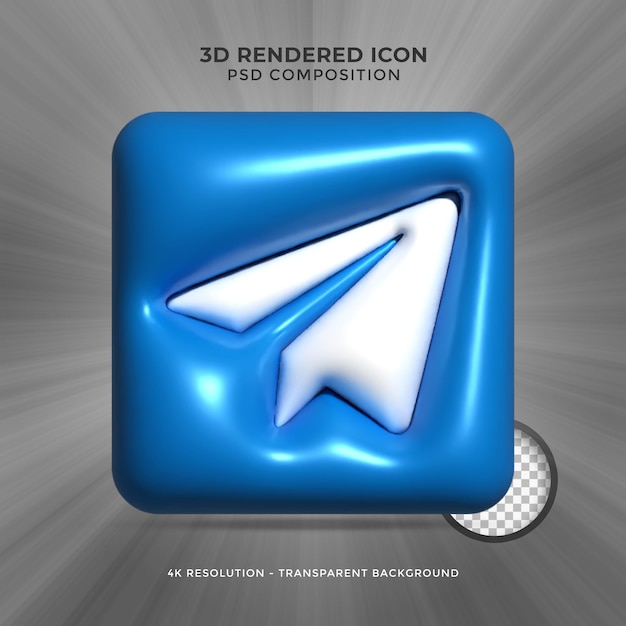 Telegram 3d Rendering Social Media Kleurrijk glanzend pictogram voor compositie