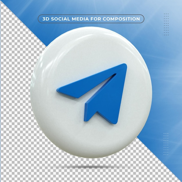 Telegram 3d Social Media icon Colorful glossy 3d icon concept 3d rendering for composition