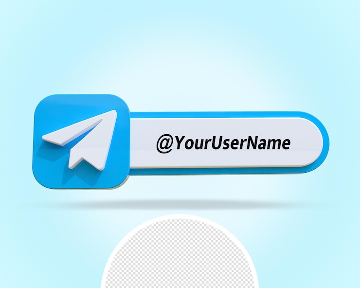 PSD telegram banner social media transparent logo 3d