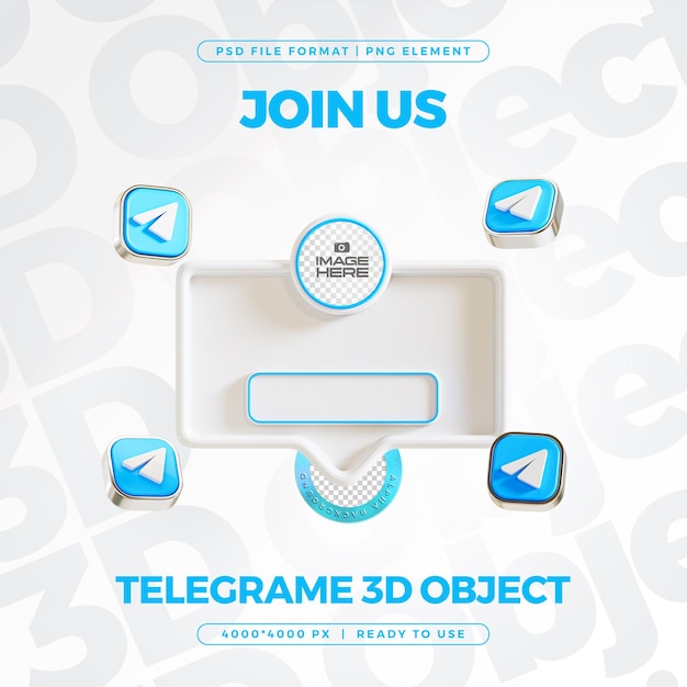 Telegram Dołącz Do Nas Banner Element Icon Isolated 3d Render