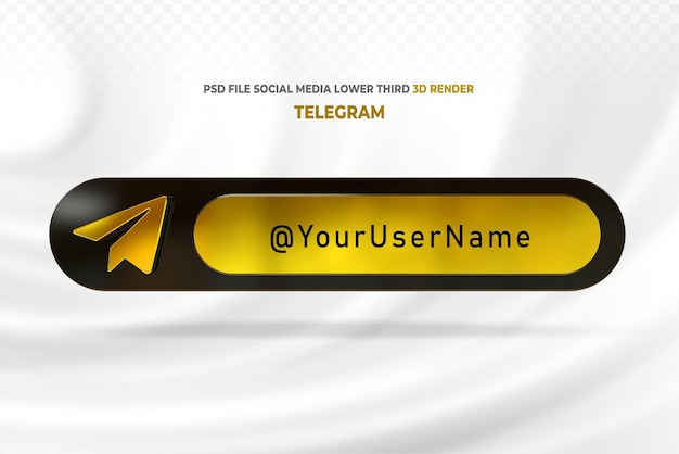 PSD telegram gold lower third banner 3d