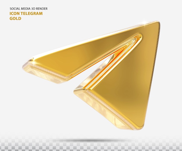 Telegram icon golden 3d render