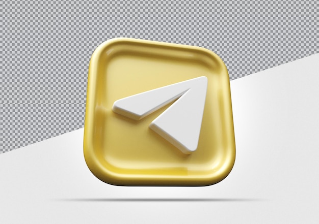 Telegram icon golden 3d render