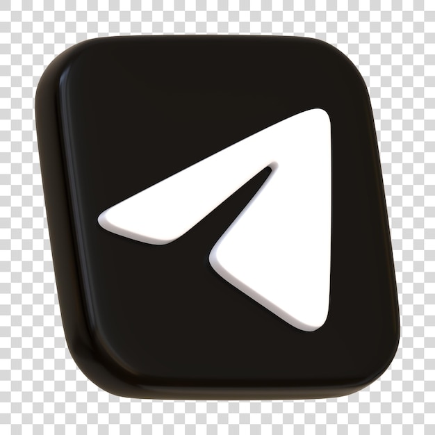 PSD Значок телеграммы изолирован на белом фоне бумажный самолетик приложение для социальных сетей с квадратной кнопкой и логотипом