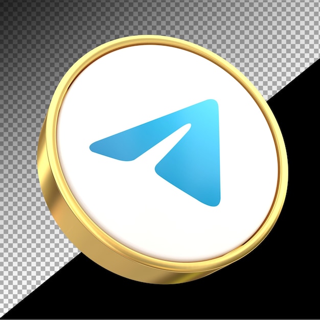 Icona di telegram social media 3d con stili dorati