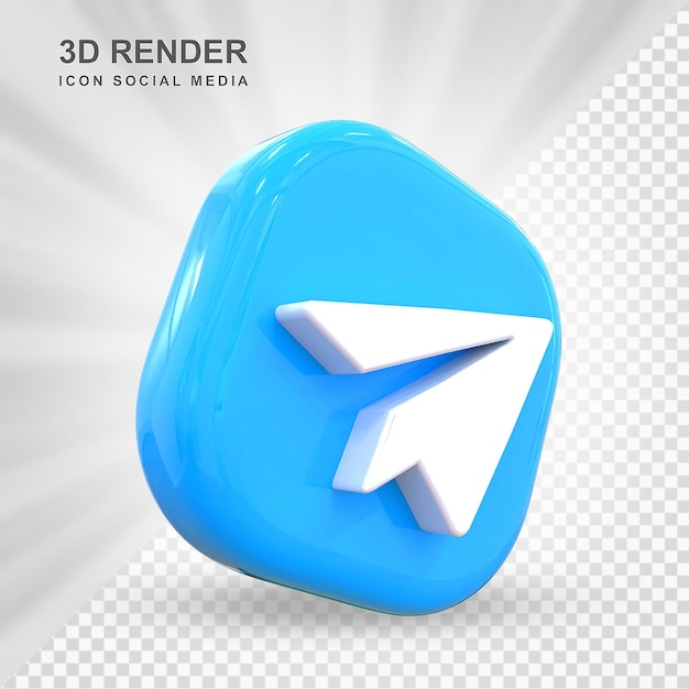 PSD telegram icon social media 3d