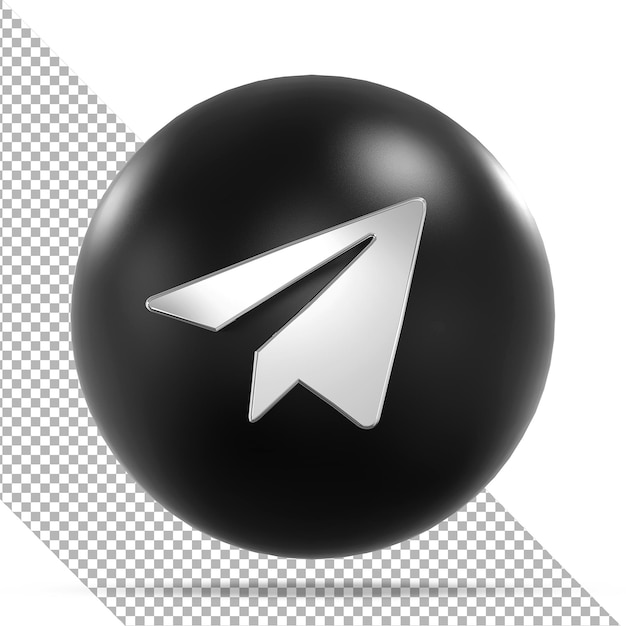 Telegram icon social media silver 3d balloons