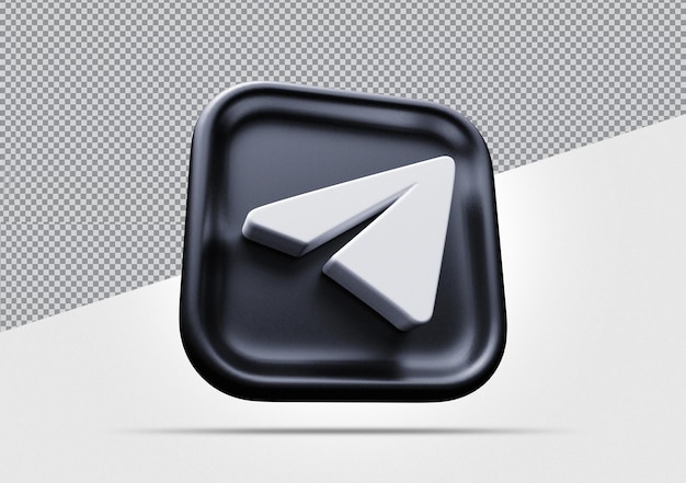 Telegram Ikona Czarny Renderowania 3d