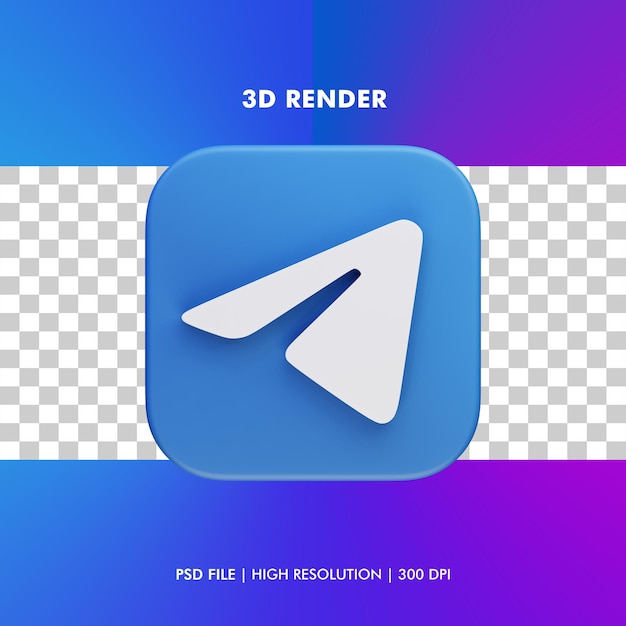 Telegram Ikona Ilustracja 3d