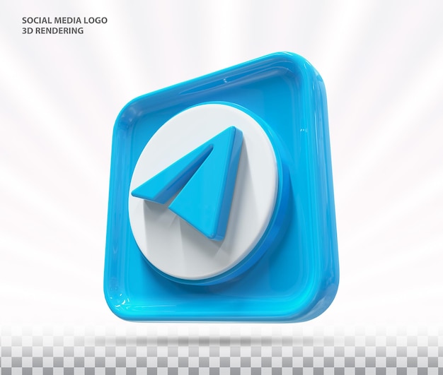 Telegram Ikona Media społecznościowe renderowanie 3d
