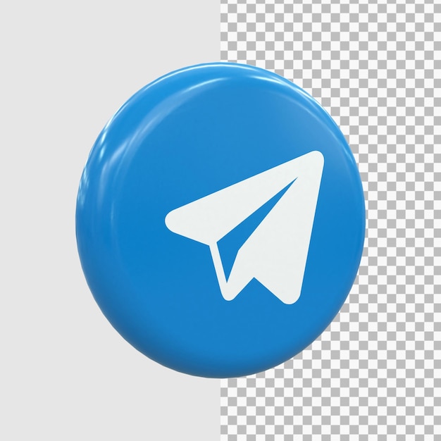 Telegram Ikona Mediów Społecznościowych 3d Kolorowa Błyszcząca Ikona 3d Koncepcja Renderowania 3d Dla Kompozycji