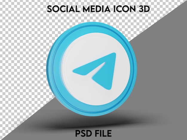 Telegram Ikona Mediów Społecznościowych 3d Renderowane