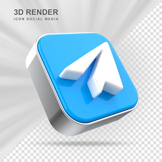 Telegram ikona mediów społecznościowych 3D