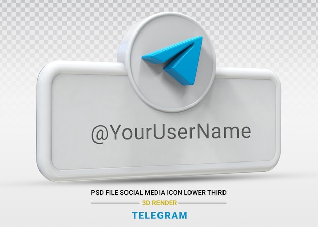 Telegram Ikona mediów społecznościowych logo niższy trzeci baner internetowy renderowanie projektu 3d