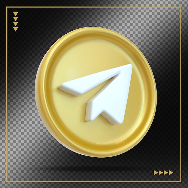 Telegram ikona mediów społecznościowych złota 3d
