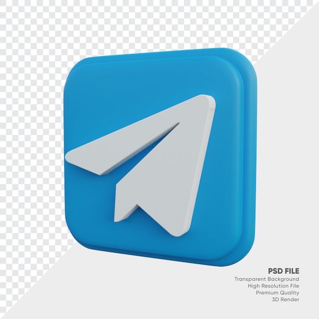 Telegram izometryczny styl 3d ikona koncepcja logo w okrągłym rogu kwadratu na białym tle