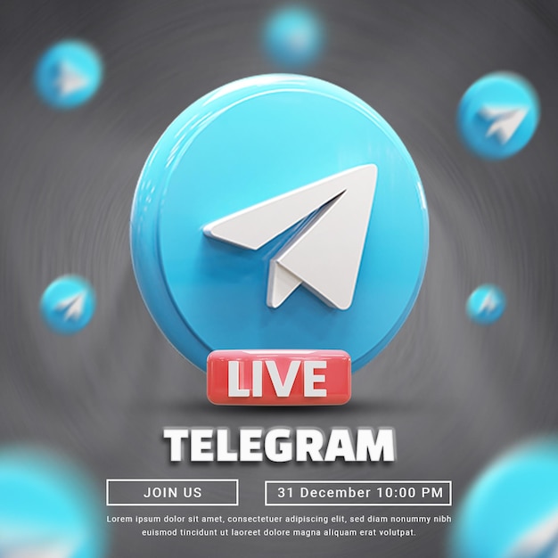 Modello di post promozionale sui social media dal vivo di telegram o post pubblicitario sui social media di telegram