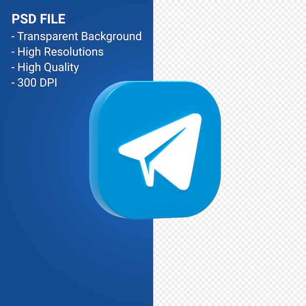 PSD telegram logo 3d icon rendering isolated