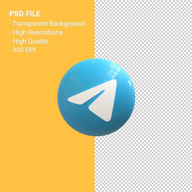 Telegram logo 3d icon rendering isolated