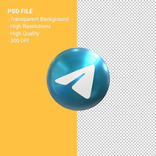 Telegram logo 3d icon rendering isolated