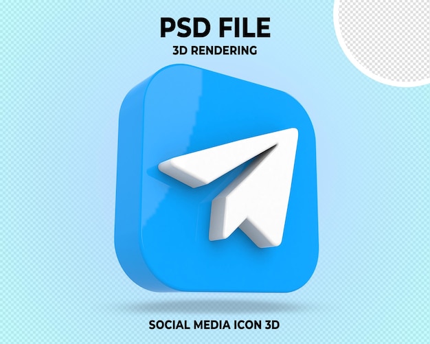 Telegram logo 3D Social Media Transparent