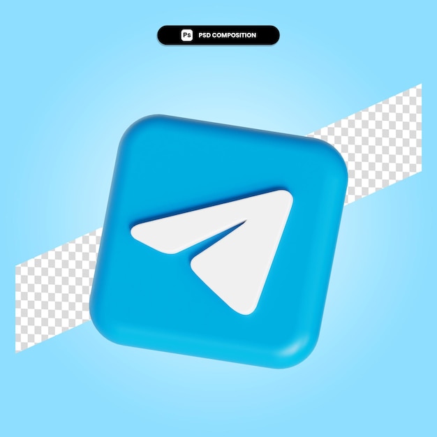Telegram logo applicatie 3d render illustratie geïsoleerd
