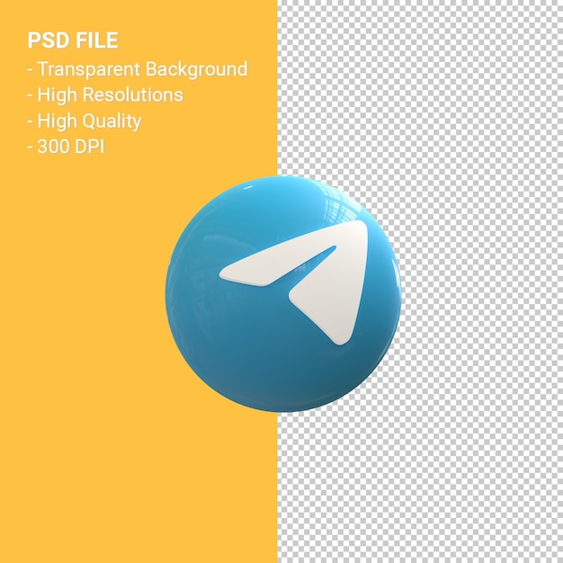 Telegram Logo Renderowania 3d Ikona Na Białym Tle
