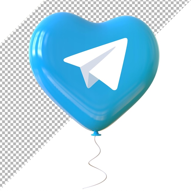 PSD telegram logo социальные медиа 3d воздушные шары сердце