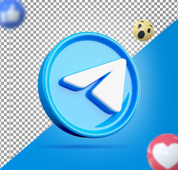 Logo telegram social media 3d render creativo