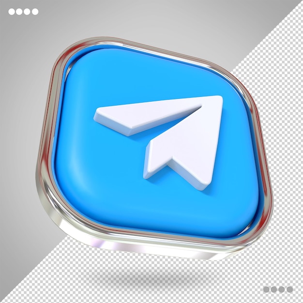 Stili 3d dei social media del logo di telegram