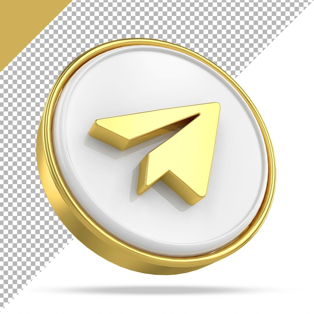 Telegram logo social media złote style 3d