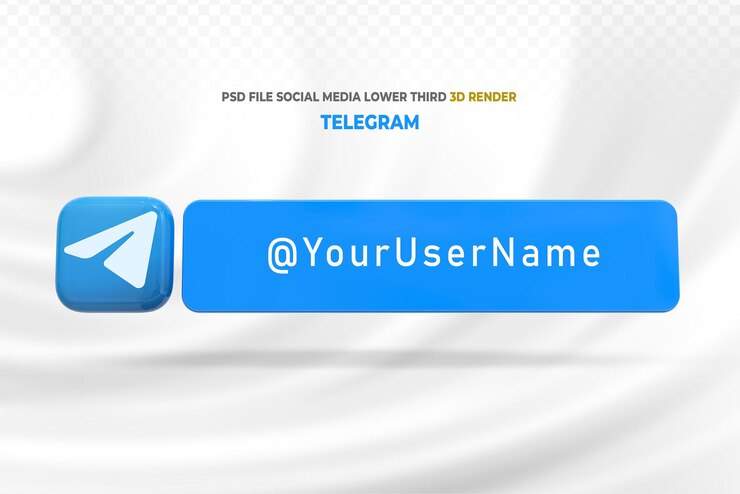 PSD telegram lower third banner 3d style render