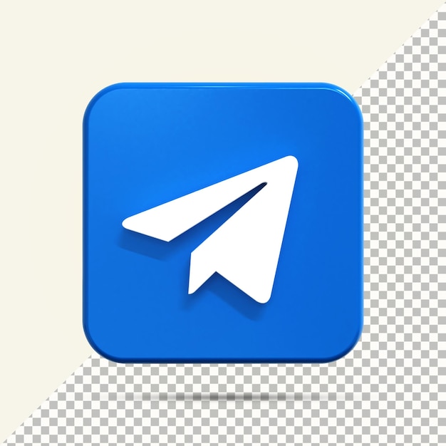 Telegram-pictogram in 3d-rendering voor compositie
