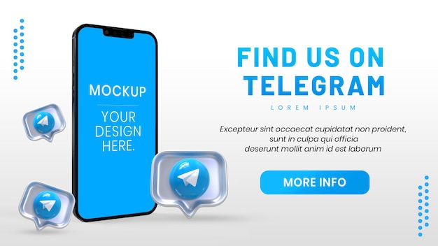 Telegram-pictogram sociale media met telefoonmodel 3d