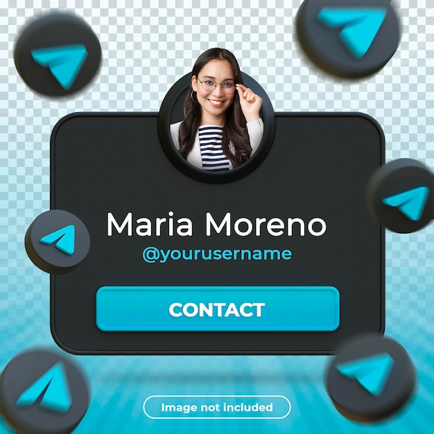 Telegram profile banner 3d render composition dark design