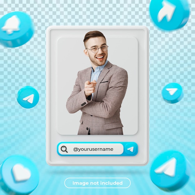 Telegram profile banner 3d render composition