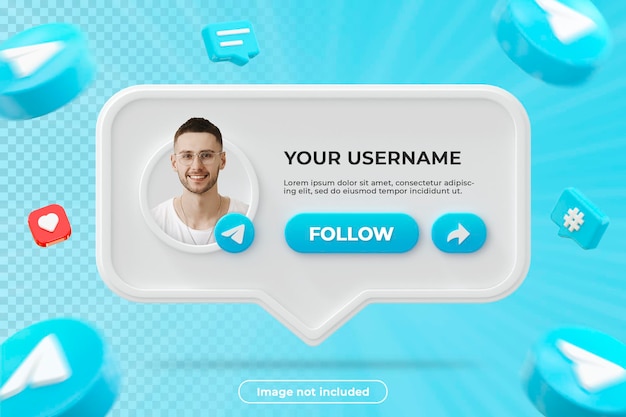 Telegram profile banner 3d render composition