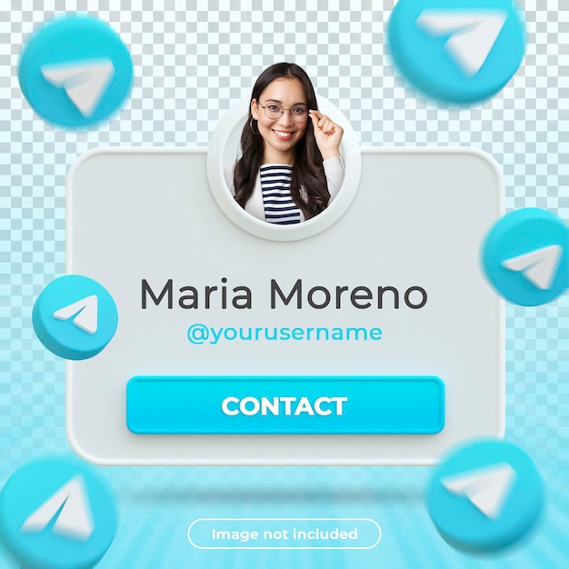 Etichetta di rendering 3d banner profilo telegram isolata su sfondo bianco