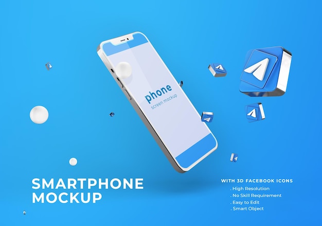 PSD telegram su silver mobile phone mockup