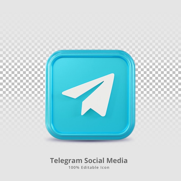 PSD telegram social media 3d rendering icon