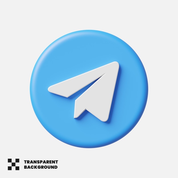 PSD telegram social media icon in 3d render