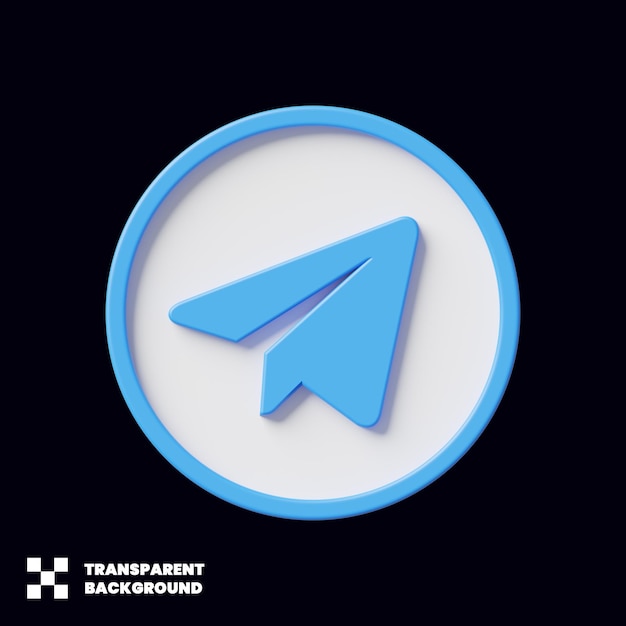 Telegram social media icon in 3d render