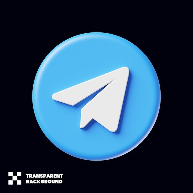 Значок социальных сетей telegram в минималистском 3d-рендеринге